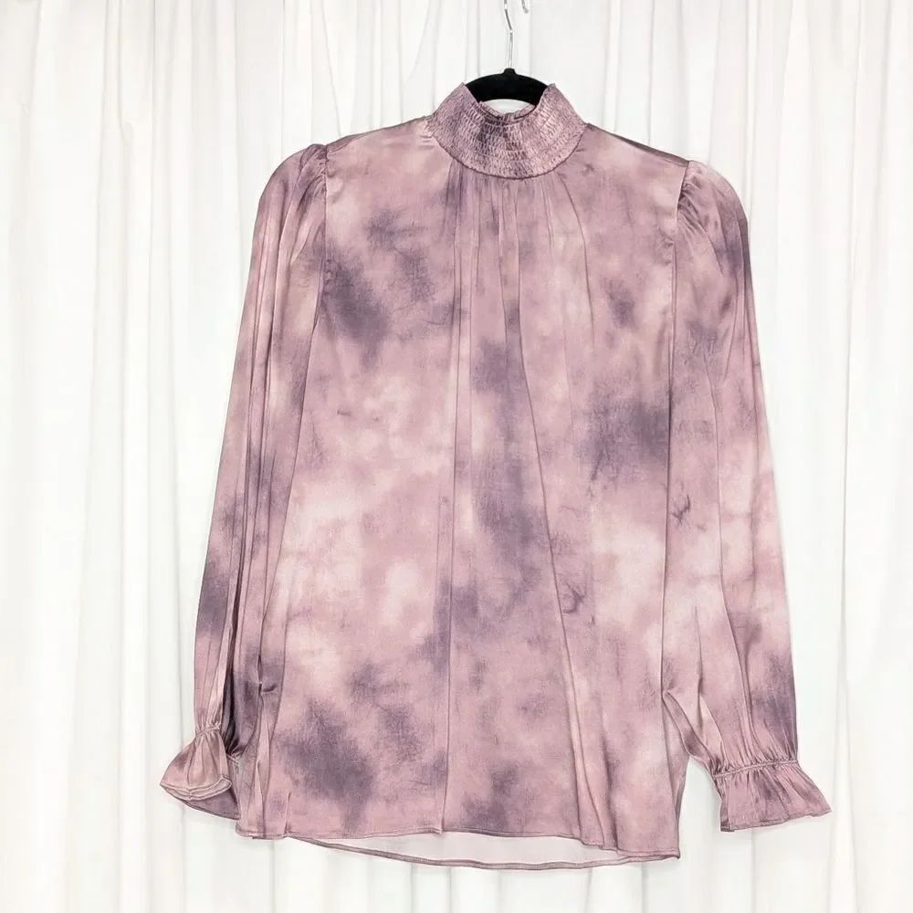 Tucker Stella Blouse Painter's Splash Stormy Lilac Grey Silk Stretch Charmeuse